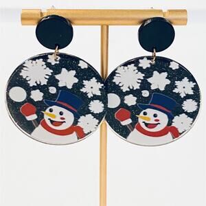 Christmas Snowman Drop Earrings